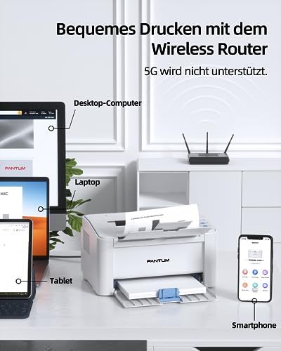 PANTUM P2502W Laserdrucker, Monolaser (WLAN, Airprint, Schwarz-weiß-Drucker, 22ppm, 1200x1200dpi) – Bild 4