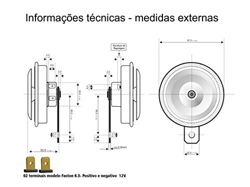 Buzina Eletromagnética Individual 350 Hz 12V. B61 BZM