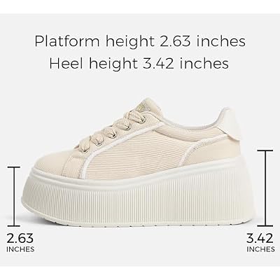 LUCKY STEP Women's Platform Fashion Sneakers Classic Wedge Canvas Casual Low Top Retro Walking Shoes