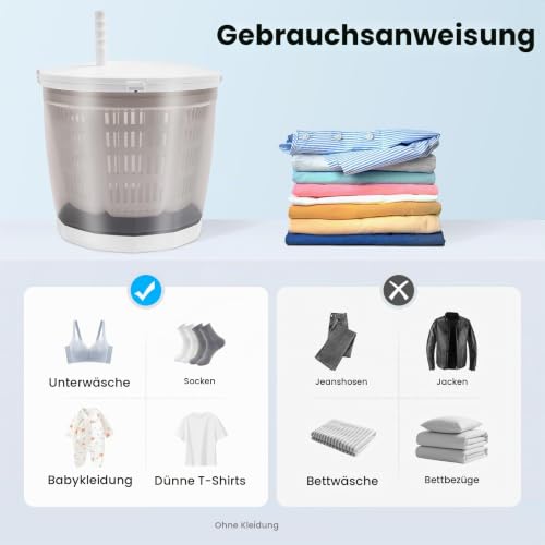 BAOCHADA 2-in-1 Manuelle Wäscheschleuder mit Abnehmbarem Schleuderkorb – Bild 4