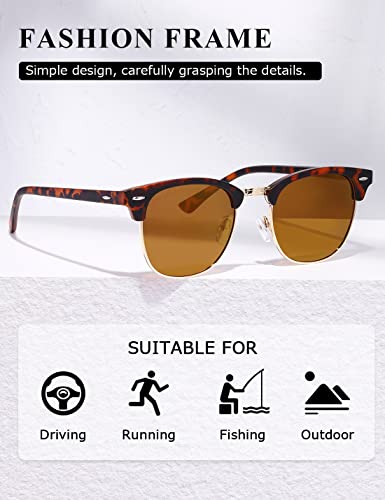 Image of AEVOGUE Polarized Semi Rimless Sunglasses for Men Women, Retro UV400 Sun Glasses for Driving Outdoor