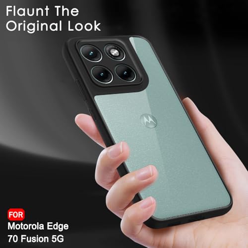 Image of TheGiftKart Hybrid Shockproof Back Cover Case for Motorola Moto Edge 70 Fusion 5G | Hard Back Cover Case for Moto Edge 70 Fusion 5G (PC & TPU, Transparent Clear Back, Black Sides)