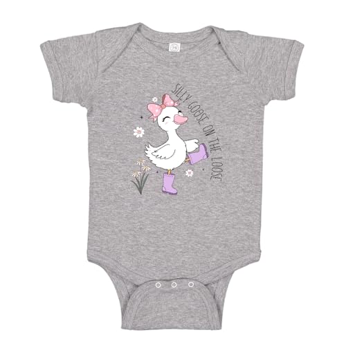Image of Silly Goose On The Loose Baby Girl Bodysuit One Piece or Toddler T-Shirt Farm Animal Shirt
