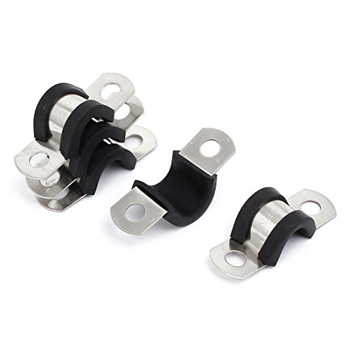 Aexit 10mm Dia Clamps EPDM Rubber Lined U Shaped Pipe Tube Wire Clamps Strap Clamps Clips 5pcs