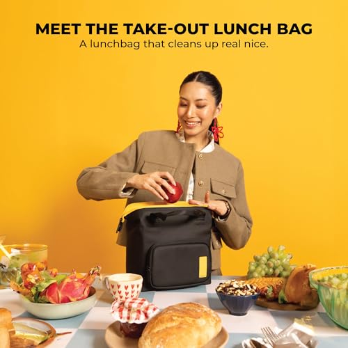 Image of MOKOBARA The Take-Out Lunch Bag - Green Spill-Proof Large & Roomy for Daily Use, Office Carry, Travel, Easy Access & Easy to Clean (Money Moves), Black