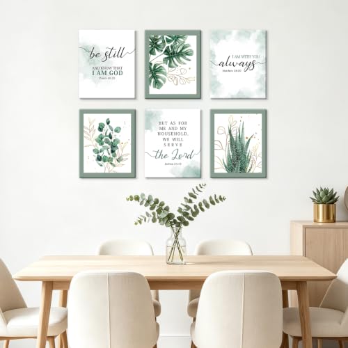 Image of CHDITB Botanical Bible Verse Framed Wall Art, Christian Scripture Decor | Eucalyptus Scripture Posters, Boho Green Plant Biblical Quotes Canvas Prints, Religious Wall Art for Bedroom Church 8 inchX10 inch