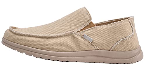 Mens Canvas Shoes Slip On Loafers Deck Shoes Walking Lightweight Causal Slip-ons2