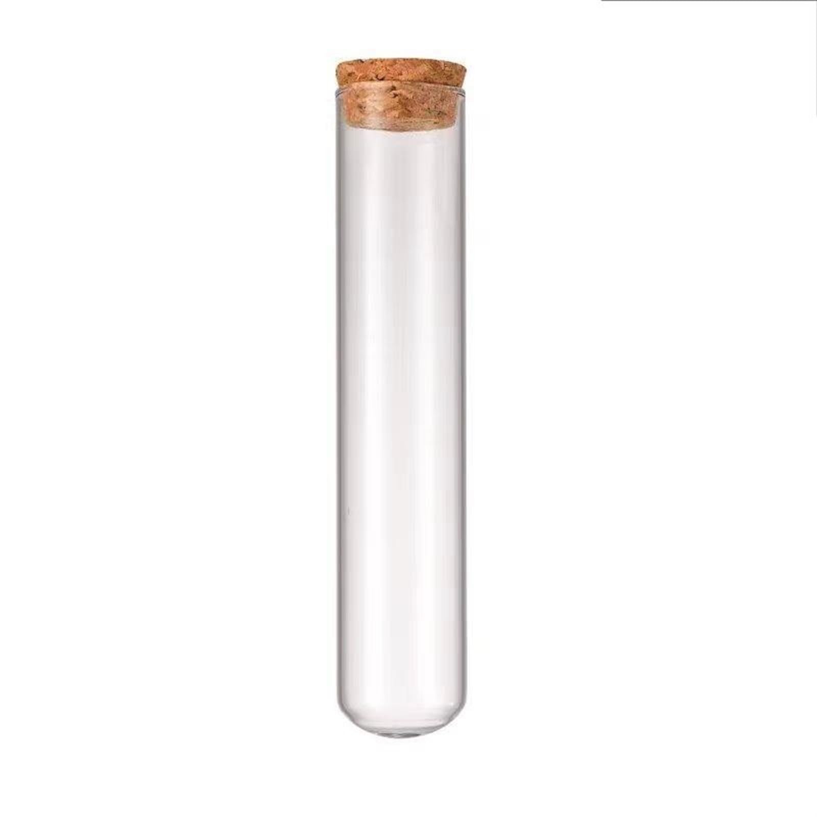 Transparente Reagenzgläser 50 Stück Reagenzgläser mit rundem Boden und Korkstopfen, kleine wissenschaftliche Fläschchen, klares Laborglas for Bildungs- Schulbedarf(13x100mm)