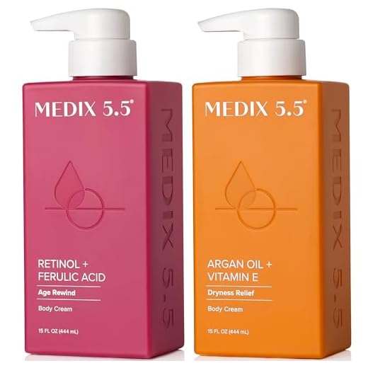Medix 5.5 Loção corporal Retinol + creme de óleo de argan conjunto de cuidados com a pele 2 peças Hidratante corporal e facial | Loção firmadora para o corpo reduz a aparência de rugas, celulite, pele