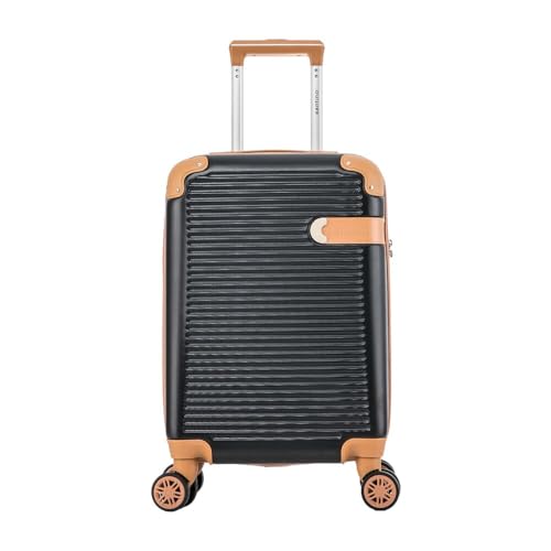 Santino Mala de Bordo Rígida - Textura Canelada Distinta, Rodas Duplas Silenciosas 360°, Cadeado com Combinação Numérica | Leveza e Segurança Aprimoradas para Viagens (Preto, Pequeno)