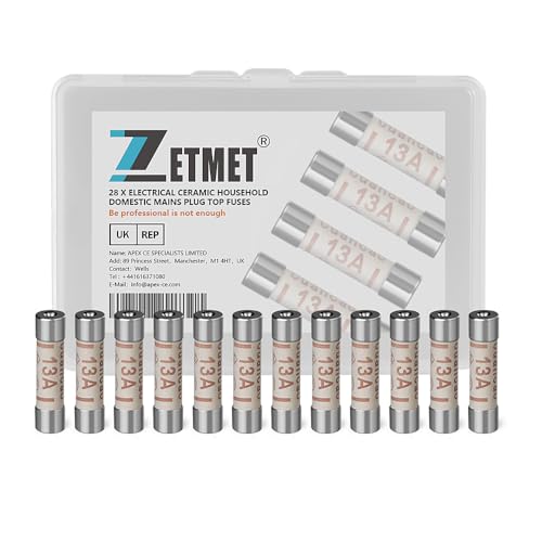 28 x 13Amp Fuses BS1362 Electrical Ceramic Household Domestic Mains Plug Top Fuses