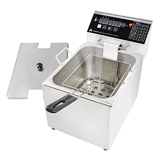 NJTFHU Electric Deep Fryer with Basket and Lid Capacity 8L Electric Deep Fryer with Intelligent Temperature Control for Home Kitchen and Restaurant 1800 Watts 110V