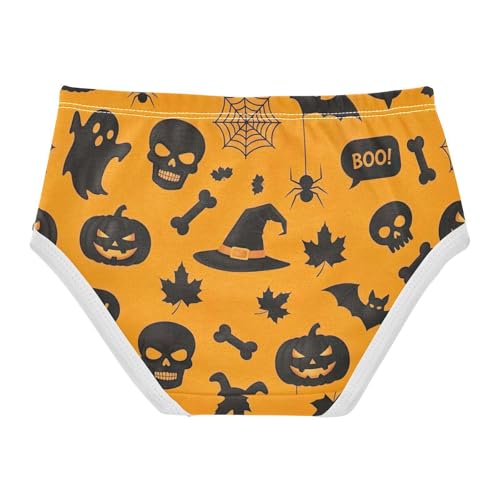 Black Halloween Skulls Kids Underwear Girls, Toddler Briefs, Girls' Cotton Brief Underwear, 2–8 Years2