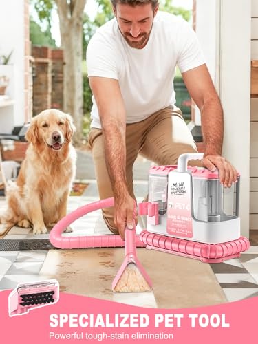 Upholstery Cleaner Machine, 20Kpa Portable Carpet & Upholstery Spot Cleaner Machine, Deep Stain Cleaning for Carpet, Pets, Stairs, Car Seat, Couch, with 5 Cleaning Tools and Cleaning Solutions