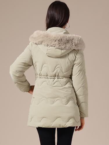 Allegra K Women's Winter Puffer Coat Drawstring Waist Removable Hooded Warm Thicken Parka Jacket4