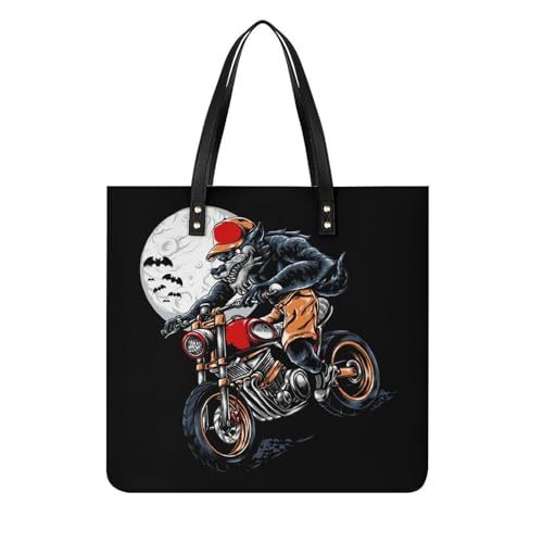 Sac shopper Moto Loup femmes grand tote bag à bandoulière léger et logeable 39x39cm