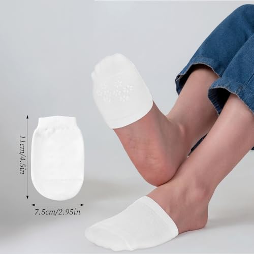 5 Pairs Women's Toe Socks for Mules Toe Toppers Cover No Show Liner Half Socks Invisible Footies Sock Seamless Grip Non Slip Invisibility Toes Cover Cotton Half Seamless Toes Sock Mules Low Cut3
