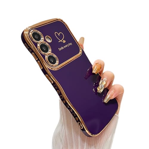 Coque de téléphone violet foncé avec cadre mignon bouclé pour vos sorties et selfies réussis