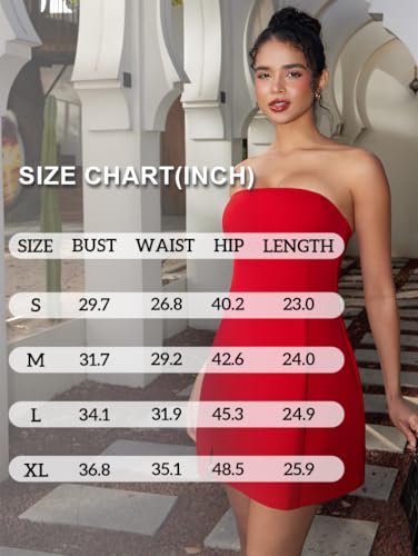 HYZ Women's Tube Strapless Sleeveless Y2K Split Party A-Line Mini Dress2