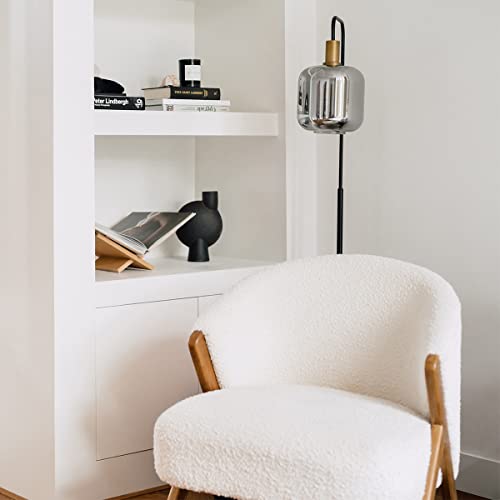 Qazqa Diseño Lámpara de pie de diseño negro con dorado con cristal ahumado - Zuzanna /Acero Alargada Adecuado para LED Max. 1 x 40 Watt Cover