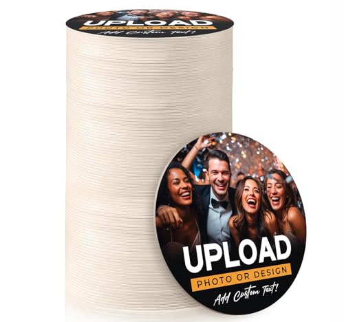 Personalized Drink Coasters Custom Cardboard Coasters with Photo and Text Design Your Own Coaster for Events Parties Bars and Unique Gifts 3.95 Round p (100-Pack)