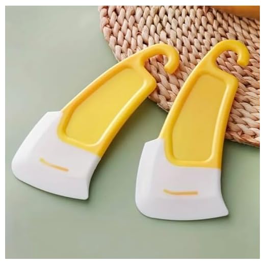 Generic 2pcs Silicone Pan Scraper - Non-Stick Dish Cleaning Spatula for Kitchen, Pots and Pans Cleaning Tool, Multipurpose Kitchen Gadget and Accessory., Small, Yellow, CDTY001