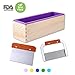 1 Purple Flexible Rectangular Silicone Soap Mold with Large Pine Wood Box for Homemade Produce 1.2 Kg Art Craft Soap Making Mold + 2 Pcs Cutter Peeler Slicer Knife Home Kitchen Tool Set