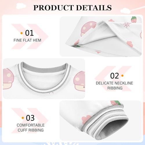 Mushroom Pink Girls Dresses Long Sleeve Sweatshirt Dress for Girls Winter Toddler Casual A Line Dresses Size 2-8T3