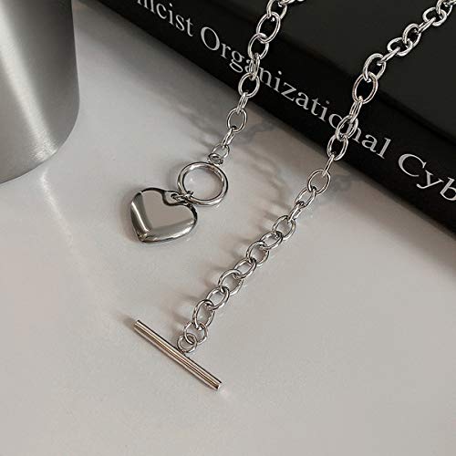 Chain Necklace for Women 18K White Gold Plated Chunky Cuban Chain Link Necklace with Heart Moon Hypoallergenic Jewelry for Women4
