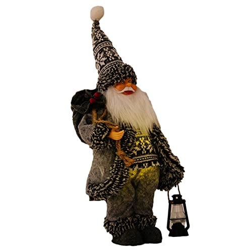 Bonecas de Papai Noel de Natal - Decorações de mesa de estatueta de pé de papai noel com luzes LED,D