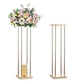 florero grande de cristal precio TOEPASSELIJKE OCCASIONS - Sziqiqi metalen gouden bruiloft centerpieces voor tafel match met kunstbloemen, zijden bloemen en verse bloemen, je kunt ook plantenpot, bloemenvaas of andere kleine decoratieve items op de boven- of onderplaat zetten, perfect voor woonkamer, boeketten, feest, verjaardag, vrijgezellenfeest, babyshower, vakantie, Kerstmis, Pasen, tafeldecoratie, valentijnsdag middelpunt en tafeldecoraties voor feesten.