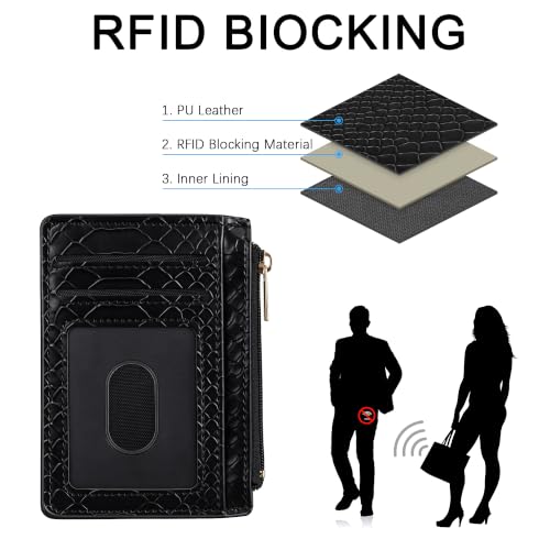 Image of Tipmile Mens RFID Wallet, Small Slim Business Credit Card Holder, Mens Gift | Mini Tiny Cute ID Case, Minimalist Zipper Pocket Wallet, Thin Coin Purse, Mothers Gift