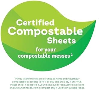 PLENTY Kitchen Towel, 6 White Rolls, 600 Sheets of Kitchen Roll, 2-Ply Tissue