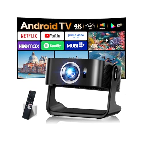 Image of [Compatible with Netflix & Support 4K] 1080P HD Mini Projector Dual Band WiFi6 5G and BT 5.4 Auto Focus & Obstacle Avoidance Portable Outdoor Projector, 270 Adjustable Stand for Home Movie - Black
