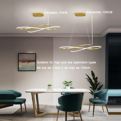 Led Pendant Lamp Hanging Lamp Dining Table Lamp Dining Room Chandelier Led Dimmable With Remote Control 36W Living Room Lighting Modern Height Adjustable Office Kitchen Indoor Lighting (Gold) #TOP3