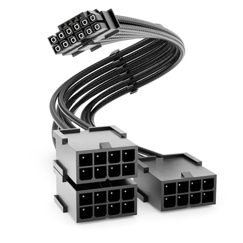 deleyCON 30cm Cavo di Prolunga PCIe 16‑pin (12+4) a 3x 8‑pin (6+2) - Cavo GPU PCI‑E per Schede Grafiche GeForce RTX 3090Ti/4070Ti/4070/4080/4090/5070/5080