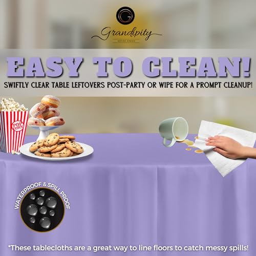 Image of Grandipity 24 Pack Premium Disposable Plastic Tablecloth 84 inch Inch Decorative Round Table Cover - Lavender