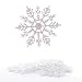 Factory Direct Craft 36 Sparkling White Iridescent Glitter Snowflake Ornaments with String Hanger for Decorating, Crafting and Embellishing