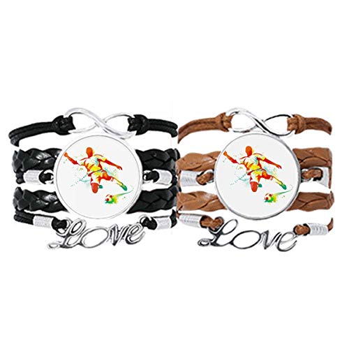 Bracelet football en cuir et corde de qualité supérieure pour couple