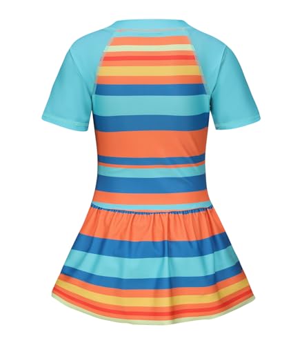Image of Girls One Piece Swimsuits Short Sleeve Swim Dress for Girls Hawaiian Skirted Bathing Suit Summer Swimwear 3-16 Years