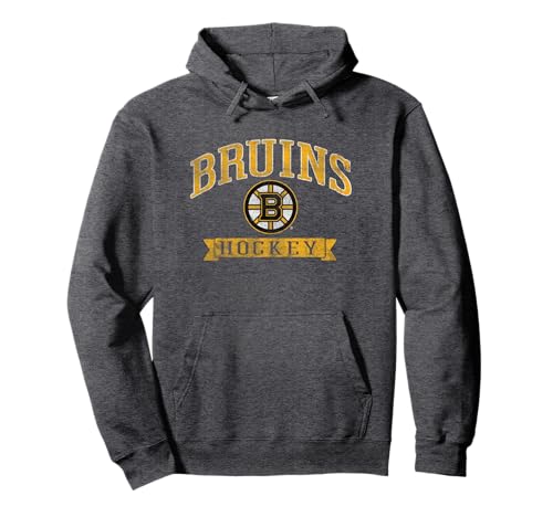 Boston Bruins Vintage Hockey Dark Heather Pullover Hoodie