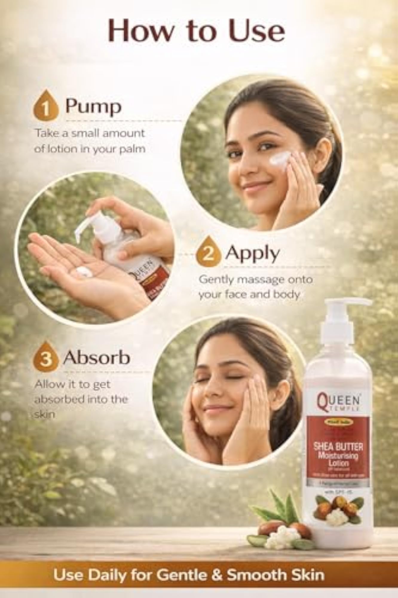Body Lotion 500ml, SPF 15 Moisturizer for Dry Skin