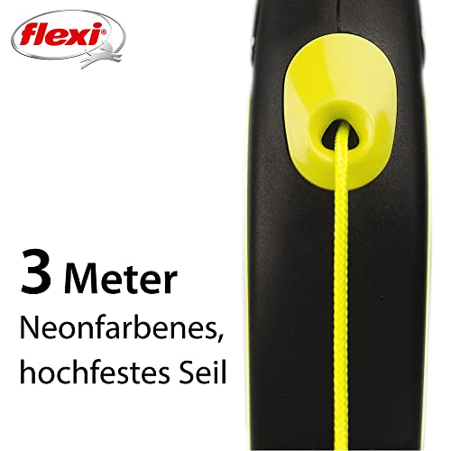 flexi New NEON XS Seil 3 m schwarz/Neongelb für Hunde bis 8 kg