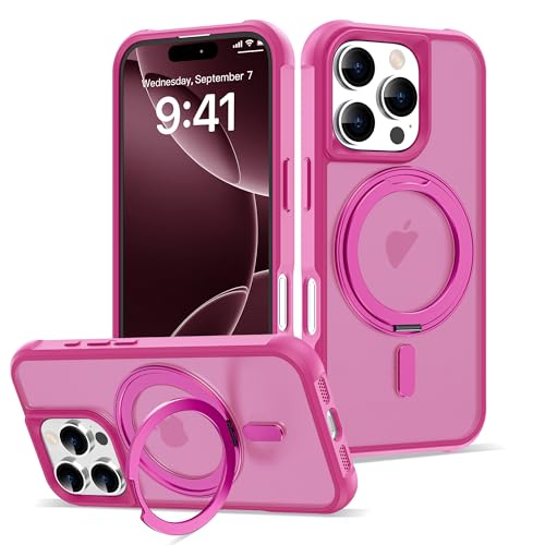 Image of Compatible with iPhone 16 Pro Case with Stand 6.3 inch,Rose Red