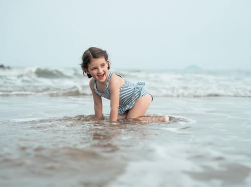 Image of Toddler Girls One Piece Swimsuits Crossback Backless Bathing Suit Whale Dolphin Shark Swimwear with Ruffle Butt UPF50+