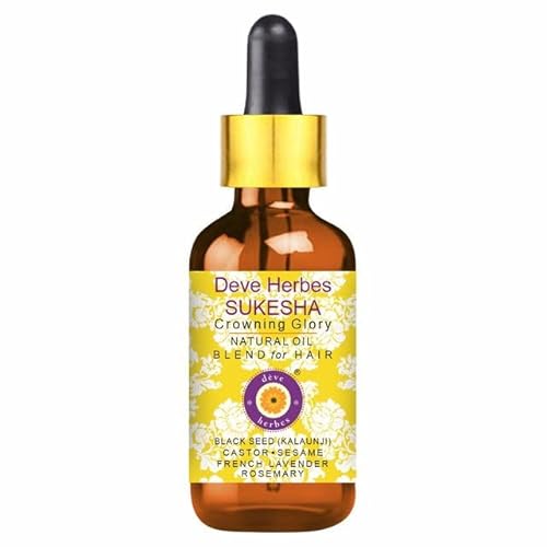 dève herbes Sukesha - for Healthy, Strong and Thick Hair. Rosemary, French Lavender Essential Oils in Sesame, Castor & Black Seed (Kalaunji) Oil 100ml (3.38 oz)