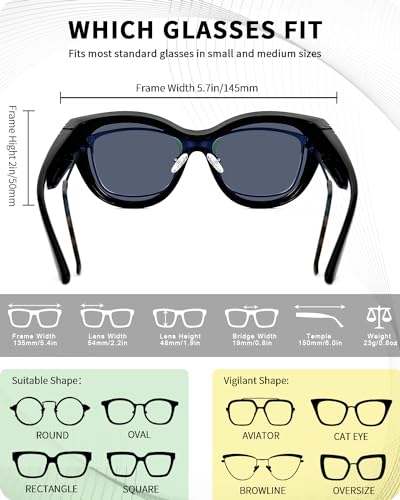 Meeloog Polarized Sunglasses Fit Over Glasses For Women, Trendy Round Sun Glasses Lightweight Wrap Around Shades MST0080 (P1 Gradient Brown Frame/Brown Lens)