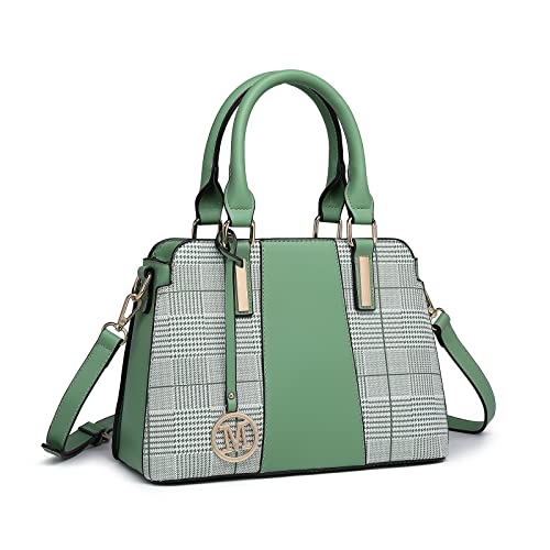 Miss Lulu Bolsos de Mano Mujer Rayas Retro Bolsos Cruzados Elegante Puntadas Bolsa de Hombro Cuero de Imitación, Verde Miss Lulu Bolsos de Mano Mujer Rayas Retro Bolsos Cruzados Elegante Puntadas Bolsa de Hombro Cuero de Imitación, Verde