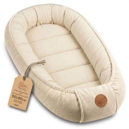 Totsy Baby Couffin Cocon Nid Bébé Réducteur de Lit - Babynest Portable pour Berceau Couchage Enfant Douillet Câlin Garçon Fille Nouveau Né Nido Beige...