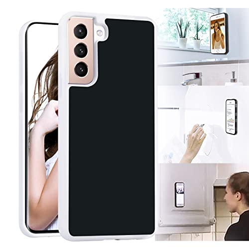 Omio for Samsung Galaxy S21 Antigravity Case Ultra Thin Magical Nano Sticky Design Antigravity Protective Cover Nano Suction Flexible Non-Slip Anti-Scratch Case for Galaxy S21 Case White